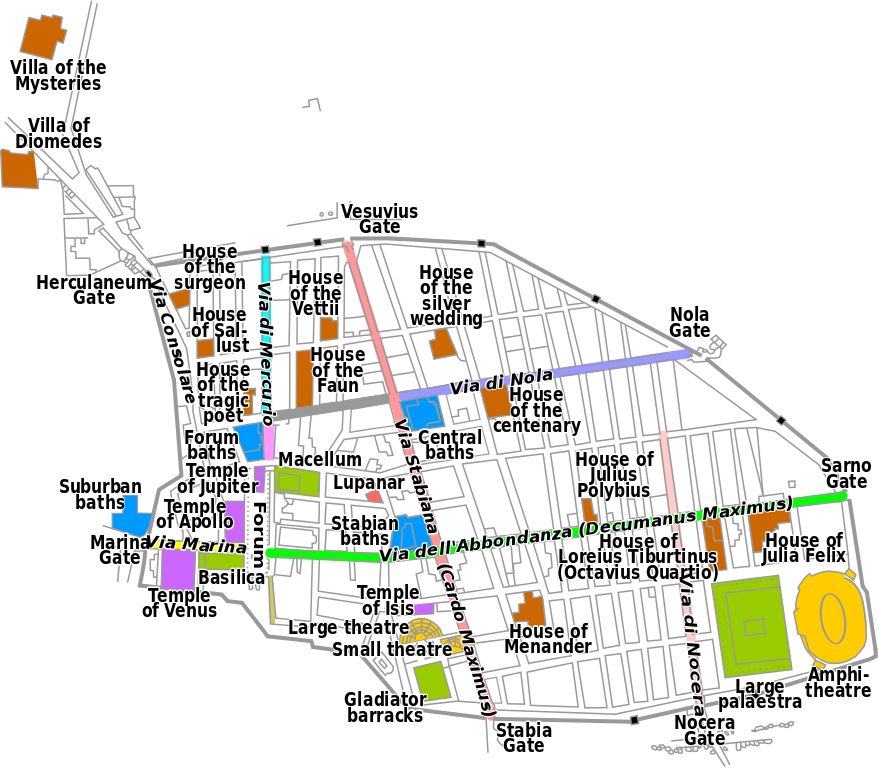 Karta över Pompeji