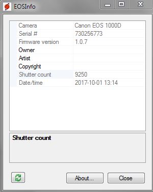 how to check canon shutter count online